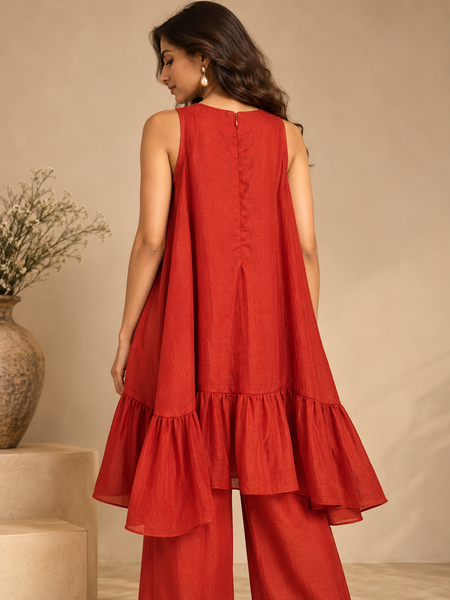 Rust Orange Bemberg Silk Top (The Terracotta Bloom) - ASST0121