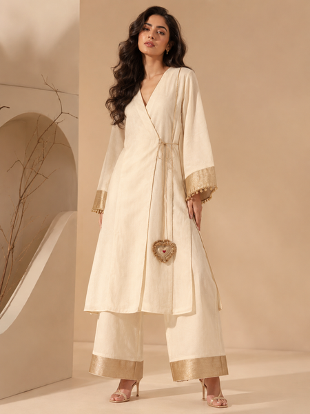Ivory & Gold Kota Cotton Cord Set (Ivory Foam & Warm Vanilla-Drizzle) - ASCRSET061