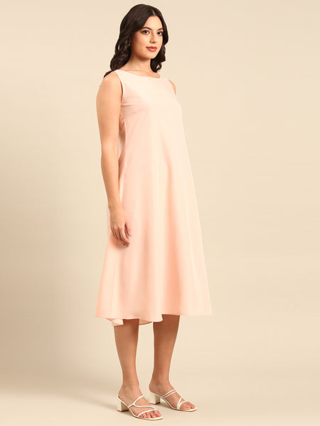 Pink Silk Cotton Slub Dress - AS0164
