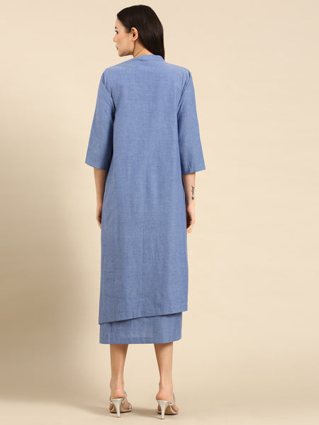 Blue Cotton Layered Dress - AS0606