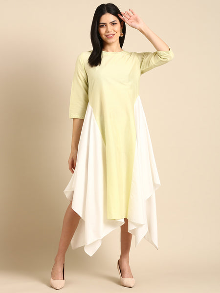 Pista Ivory Cotton Silk Dress - AS0669