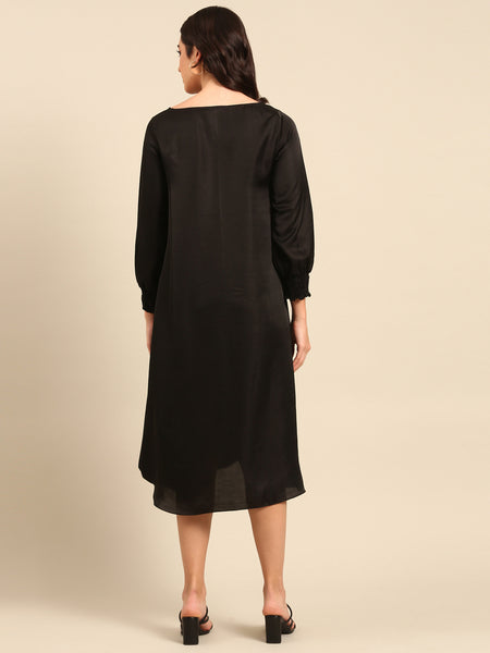 Black Silk Organza Dress - AS0681