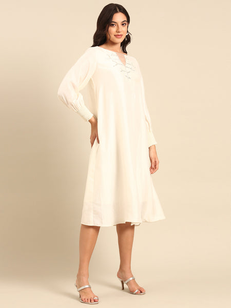 Ivory Silk/Organza Dress - AS0692
