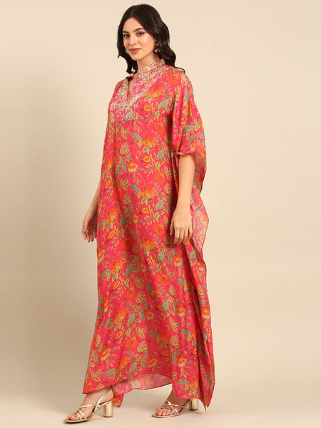 Pink Print Muslin Dress - AS0701