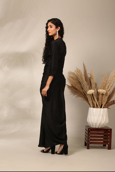 black designer gown - silk slub dress 