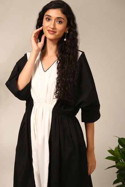 Black & White Cotton Silk Dress  - AS0718