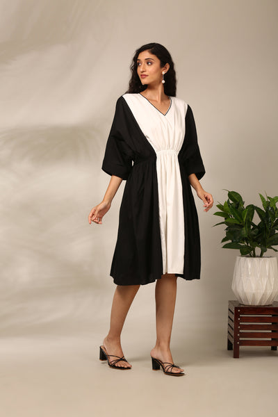 Black & White Cotton Silk Dress  - AS0718