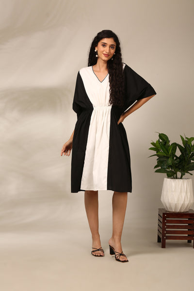 Black & White Cotton Silk Dress  - AS0718