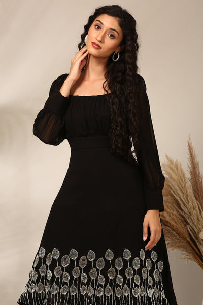 Black Silk Georgette Dress  - AS0723