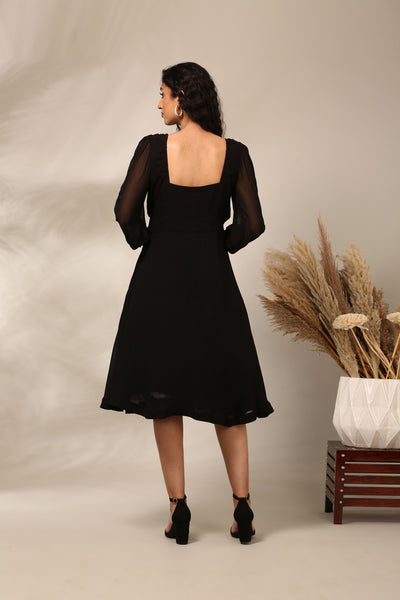 Black Silk Georgette Dress  - AS0723