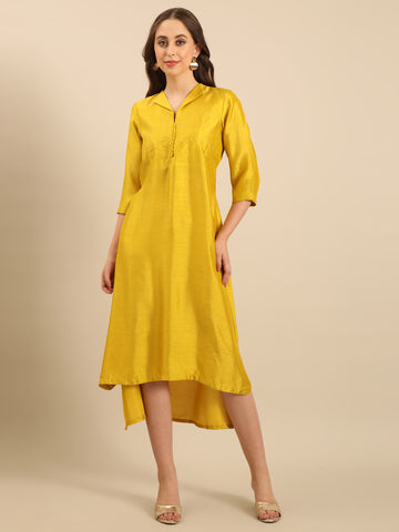 Yellow Bemberg Silk Dress  - AS0732