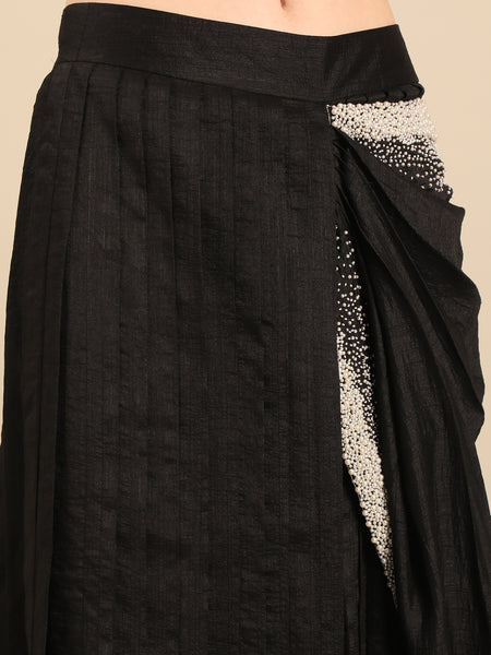 Black Bemberg Ready Saree with Blouse - ASSRSET001