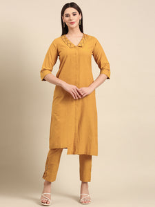 Mustard Malai Cotton Cord Set - ASCRSET041