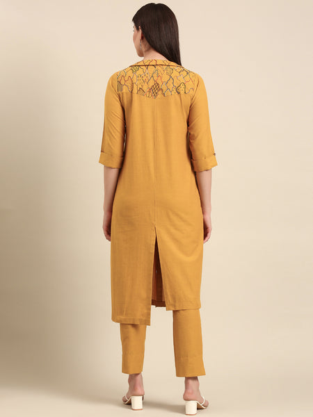 Mustard Malai Cotton Cord Set - ASCRSET041