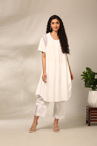 White Malai Cotton Cord Set  - ASCRSET052