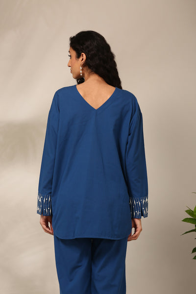 Blue Malai Cotton Cord Set   - ASCRSET053