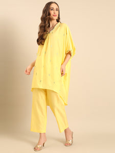 Yellow Silk Cotton Cord Set  - ASCRSET054