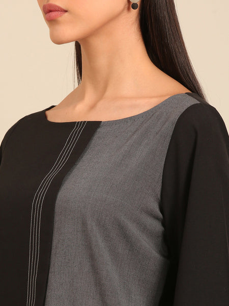 Black & Grey Malai Cotton Cord Set - ASCRSET058