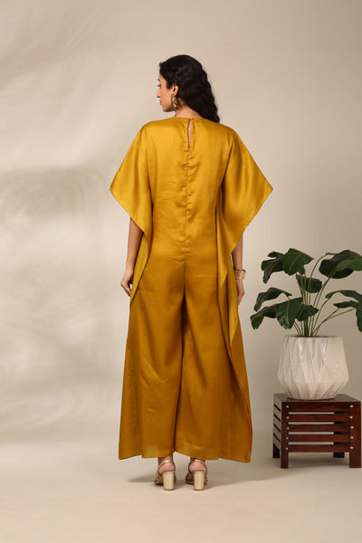 Mustard Yellow Raw Tissue Silk Jumspsuit - ASJS020