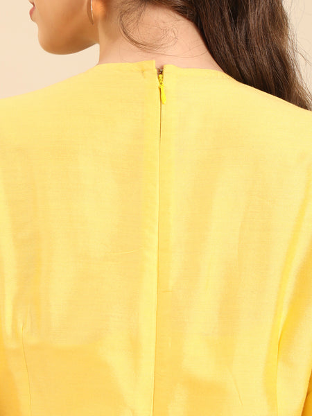 Yellow Cotton Silk Jumpsuit - ASJS021