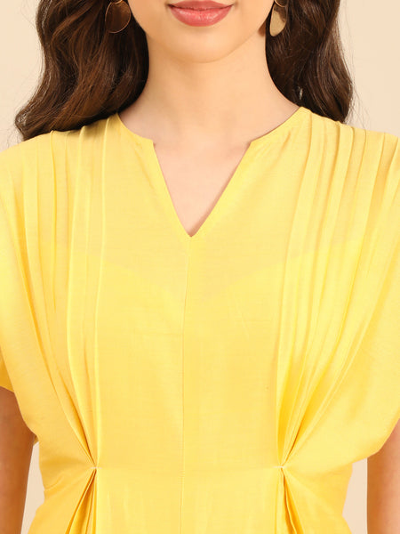 Yellow Cotton Silk Jumpsuit - ASJS021