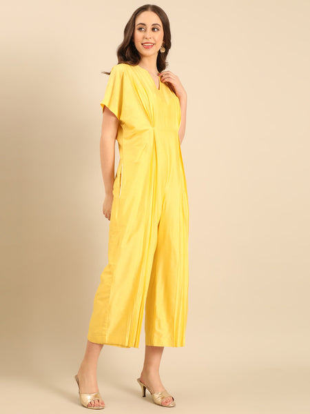 Yellow Cotton Silk Jumpsuit - ASJS021