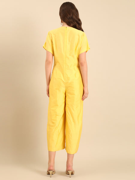 Yellow Cotton Silk Jumpsuit - ASJS021