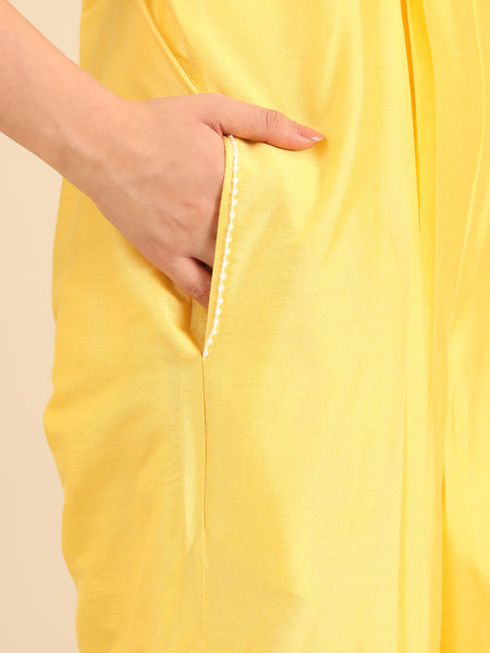 Yellow Cotton Silk Jumpsuit - ASJS021