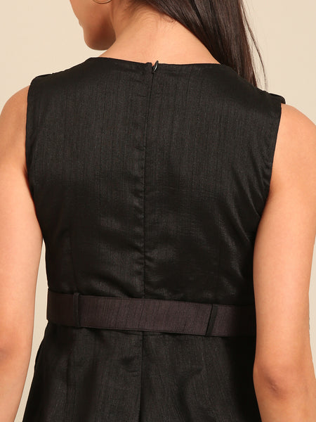 Black Bemberg Silk Jumpsuit (Noir Luxe Monolith) - ASJS023