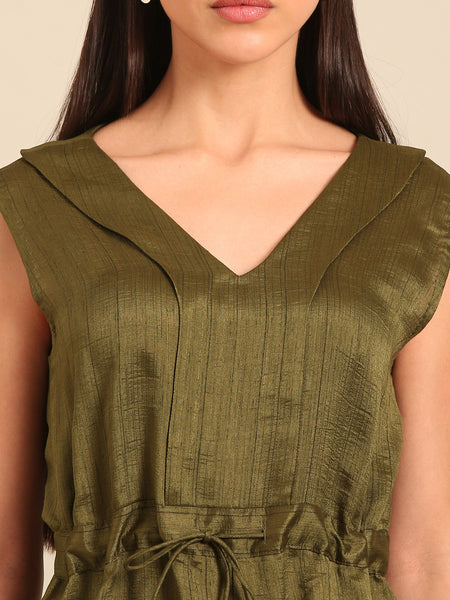 Mehendi Green Bemberg Silk Jumpsuit (Minted Basil Sovereign) - ASJS025