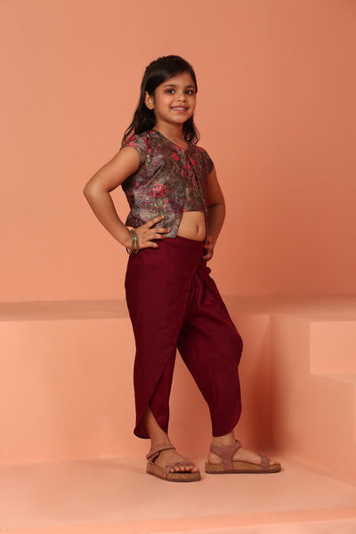 Brown Dhoti and Top Set - ASKW004