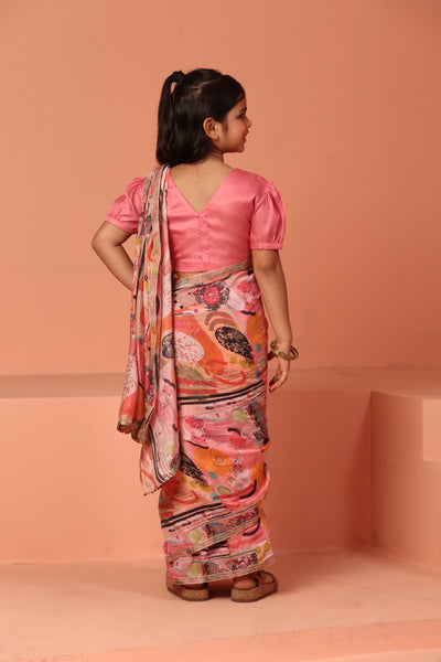 Pre Draped Muslin Pink Saree - ASKW005