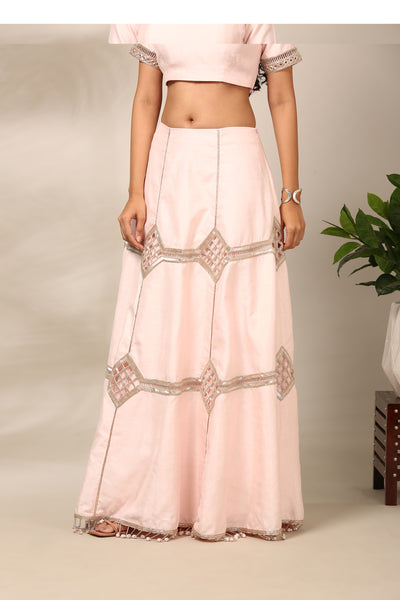 Light Pink Slub Silk Lehenga - ASL028