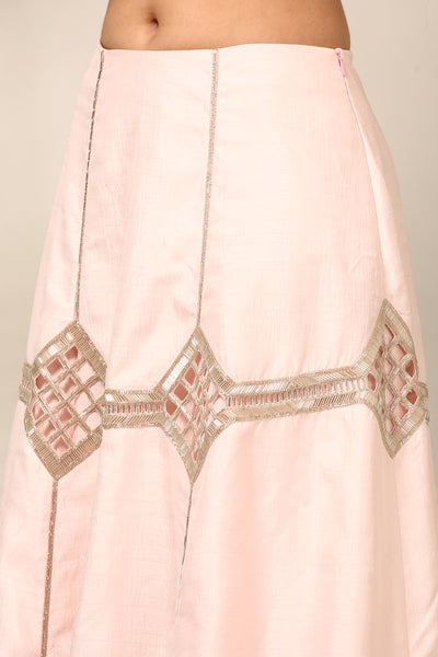 Light Pink Slub Silk Lehenga Set - ASLHSET006