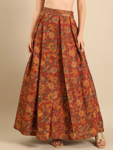 Black Brown Chanderi Lehenga Set  -  ASLHSET007