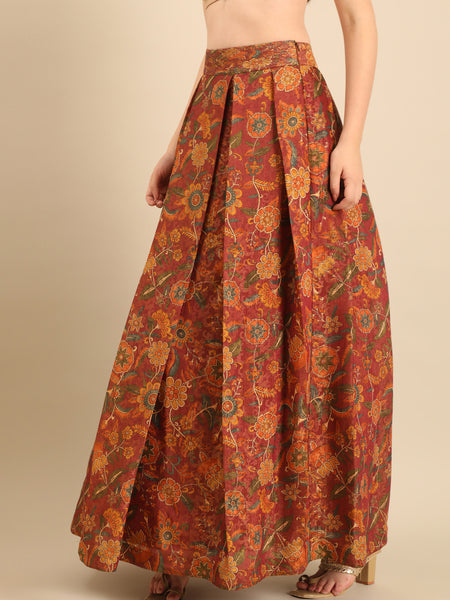 Black Brown Chanderi Lehenga Set  -  ASLHSET007