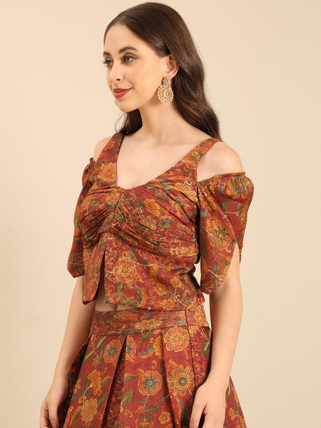 Brown Chenderi Lehenga Set  -  ASLHSET012