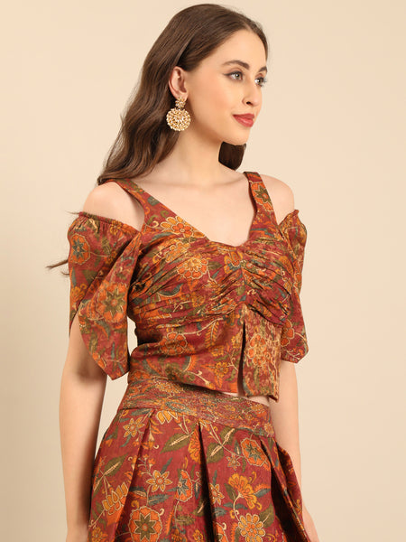 Brown Chenderi Lehenga Set  -  ASLHSET012