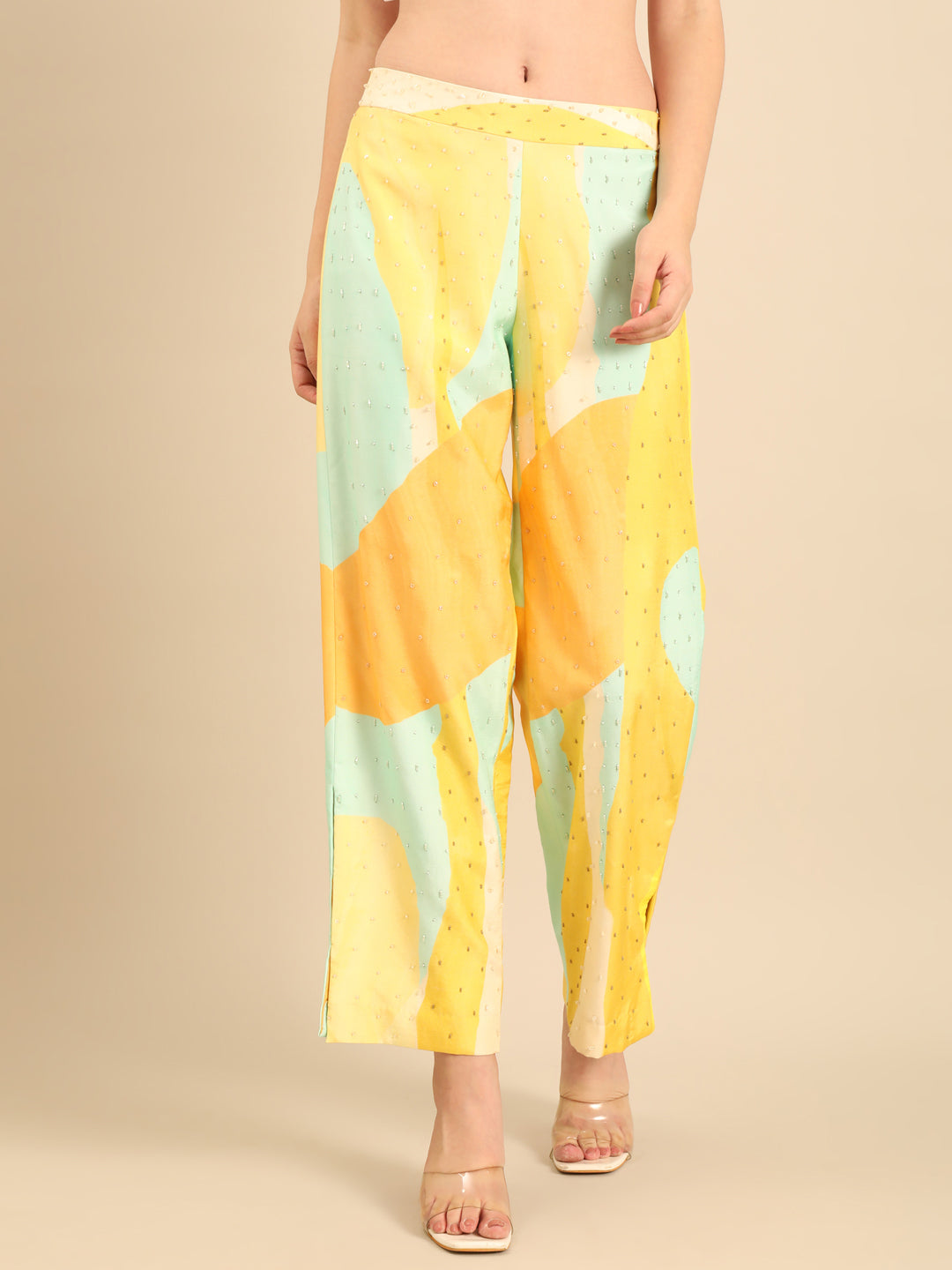 Yellow Aqua Muslin Bottom - ASP075