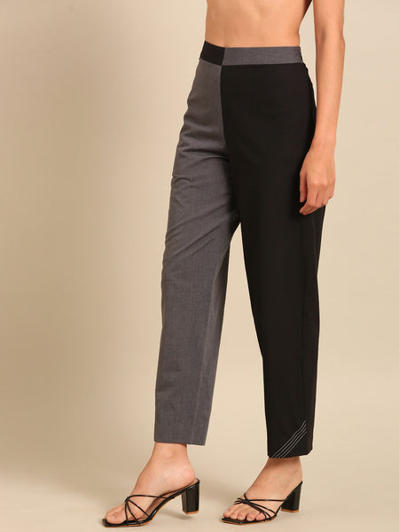 Black & Grey Malai Cotton Pants (The Monochrome Dual-Tone) - ASP076