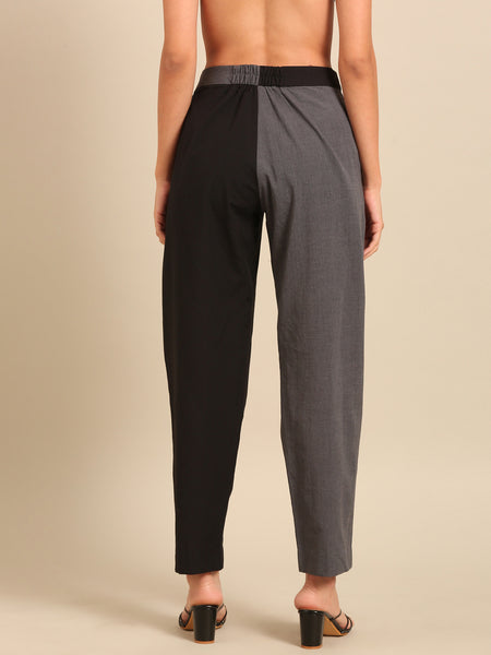 Black & Grey Malai Cotton Pants (The Monochrome Dual-Tone) - ASP076