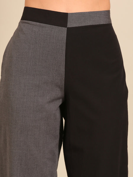 Black & Grey Malai Cotton Pants (The Monochrome Dual-Tone) - ASP076