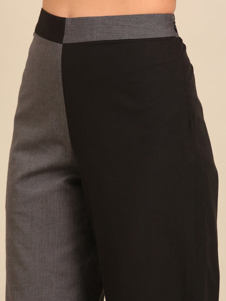 Black & Grey Malai Cotton Pants (The Monochrome Dual-Tone) - ASP076