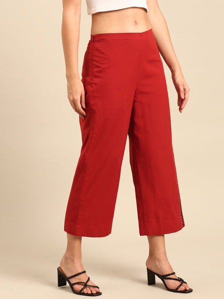 Maroon Malai Cotton Pants - ASPL038