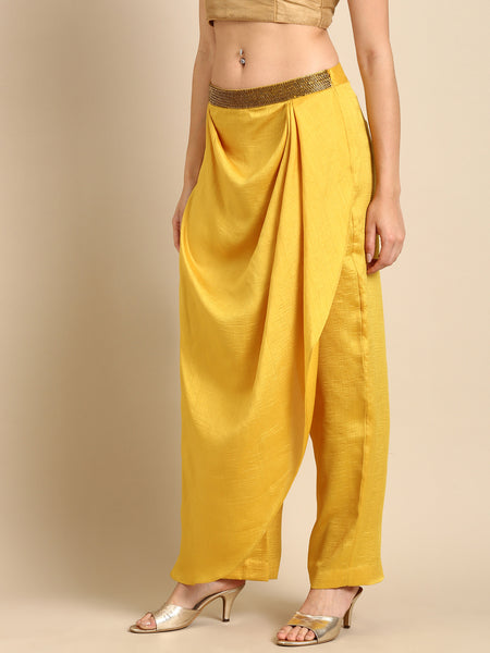 Yellow Crush Silk Palazzo Pant - ASPL039