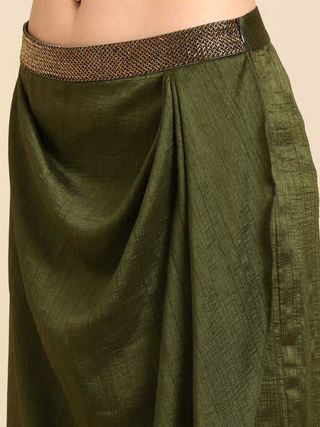 Mehndi Green Crsuh Silk Palazzo pant - ASPL042
