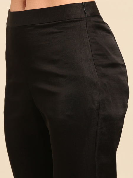 Black Silk Organza Pants - ASPL045