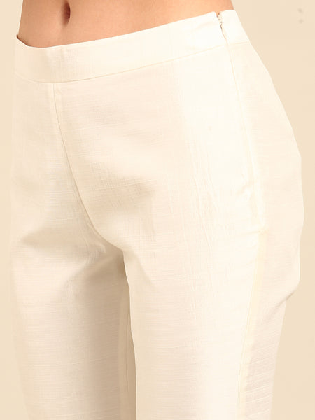 Ivory Silk Organza Pants - ASPL048