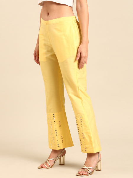 Yellow Cotton Silk Pants - ASPL052