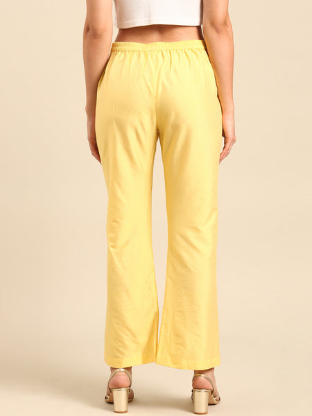 Yellow Cotton Silk Pants - ASPL052